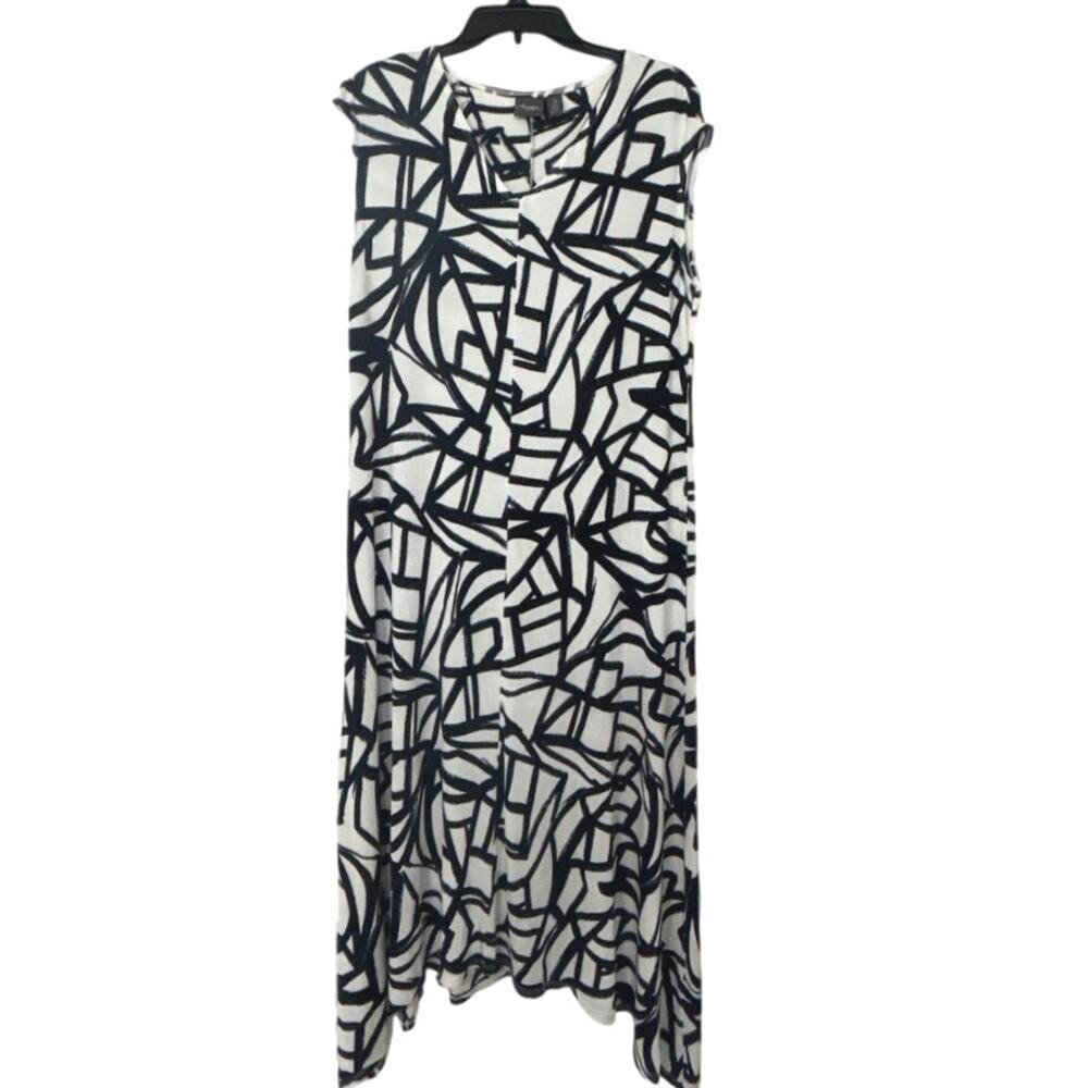 Chico's Black and White Geometric Midi Dress